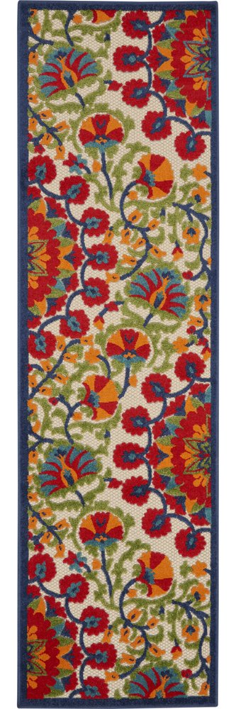 Red and Multicolor Indoor Outdoor Runner Rug